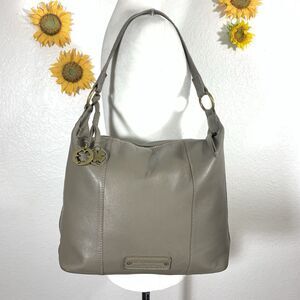 Lucky Brand Leather Gray Vintage Satchel Shoulder Bag Purse With Charms